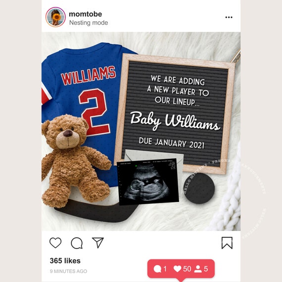 Pregnancy Announcement Digital / HOCKEY Baby / Post for Social Media / NEW  YORK / Gender Reveal Idea / Instagram Photo / Any Team Colors -  Canada
