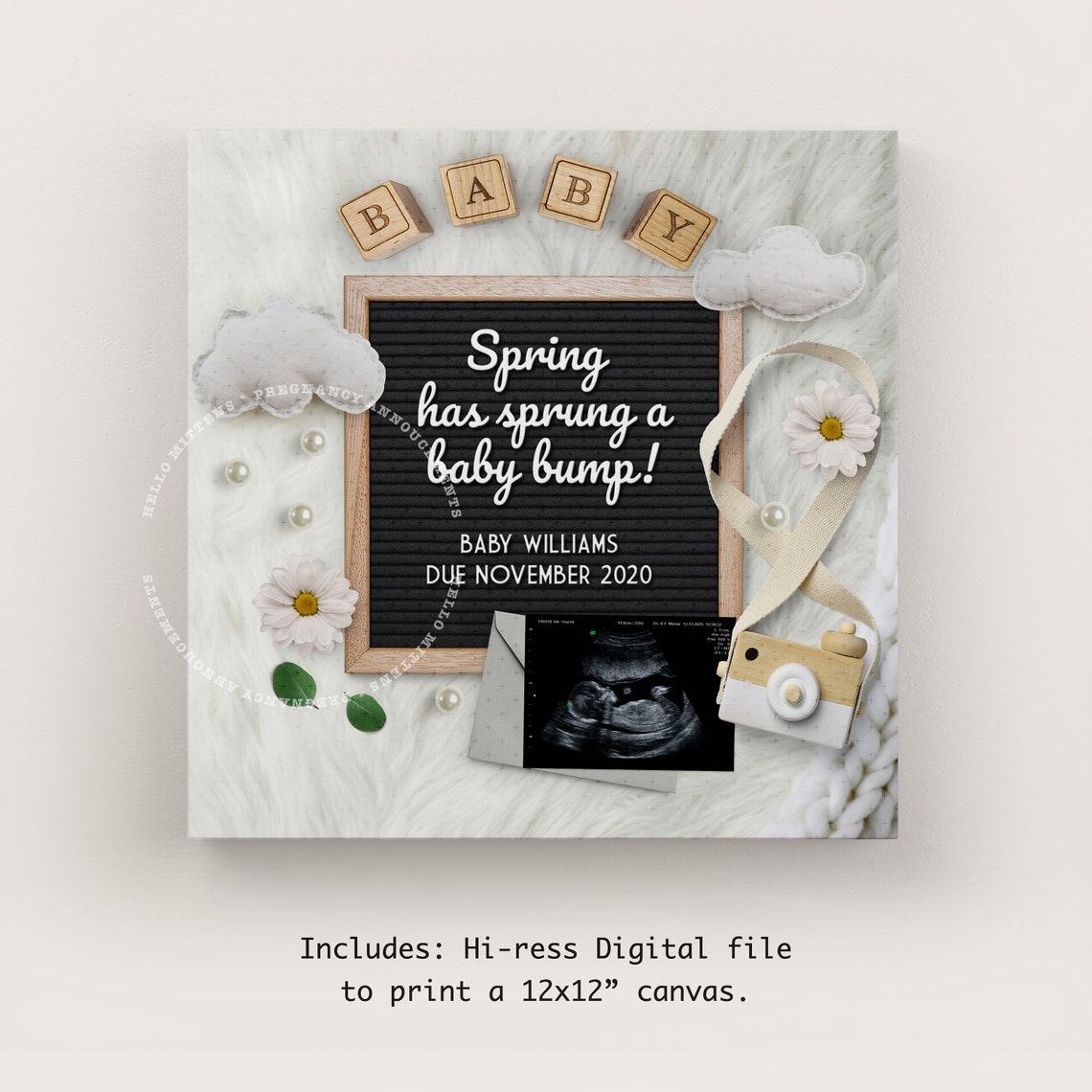 SPRING Baby Pregnancy Announcement Digital Personalized BABY Etsy