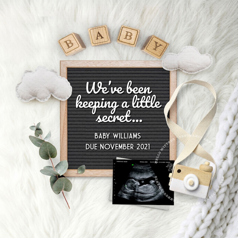 Pregnancy Announcement Digital Personalized Baby Reveal Flat Etsy