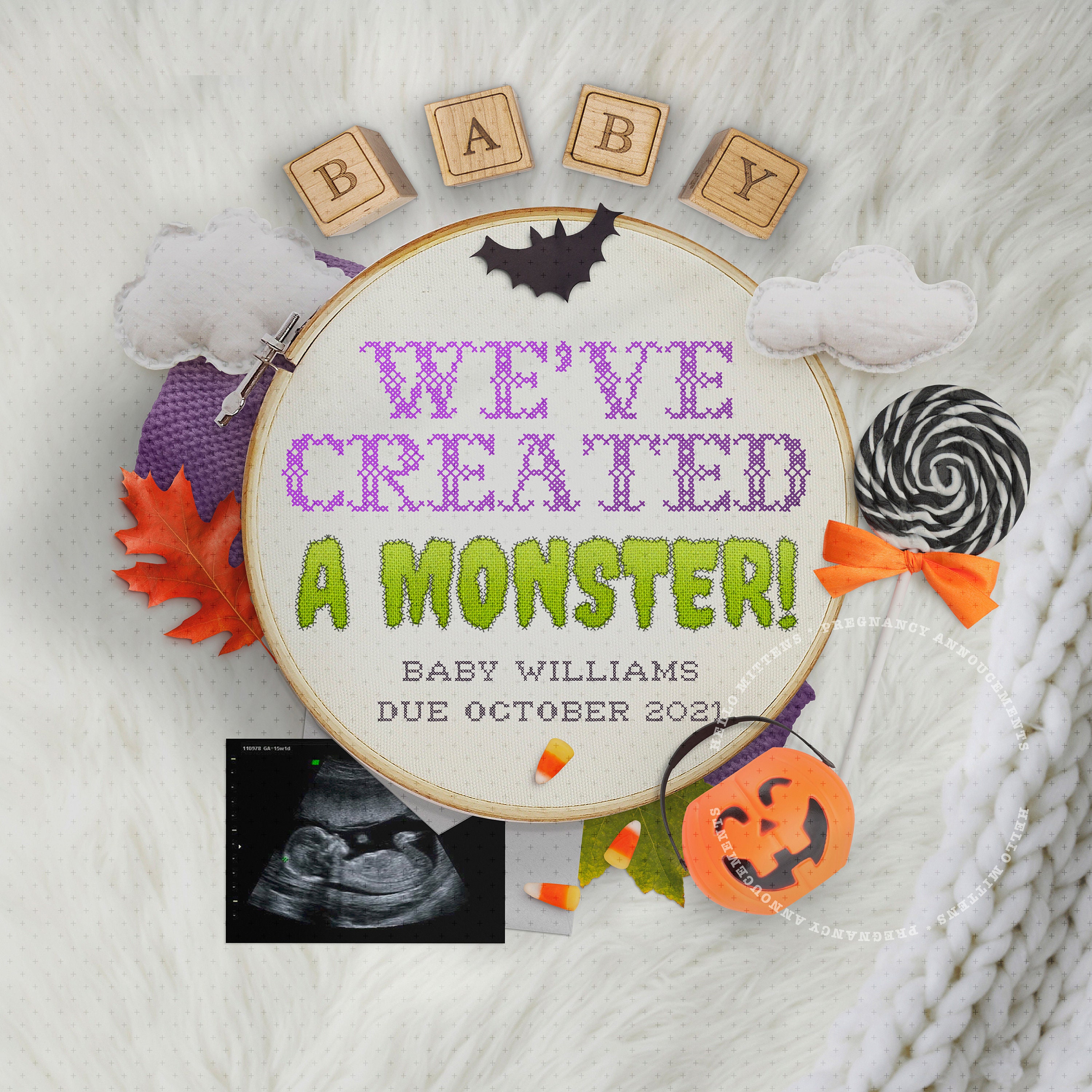HALLOWEEN Pregnancy Announcement October BABY Digital Etsy