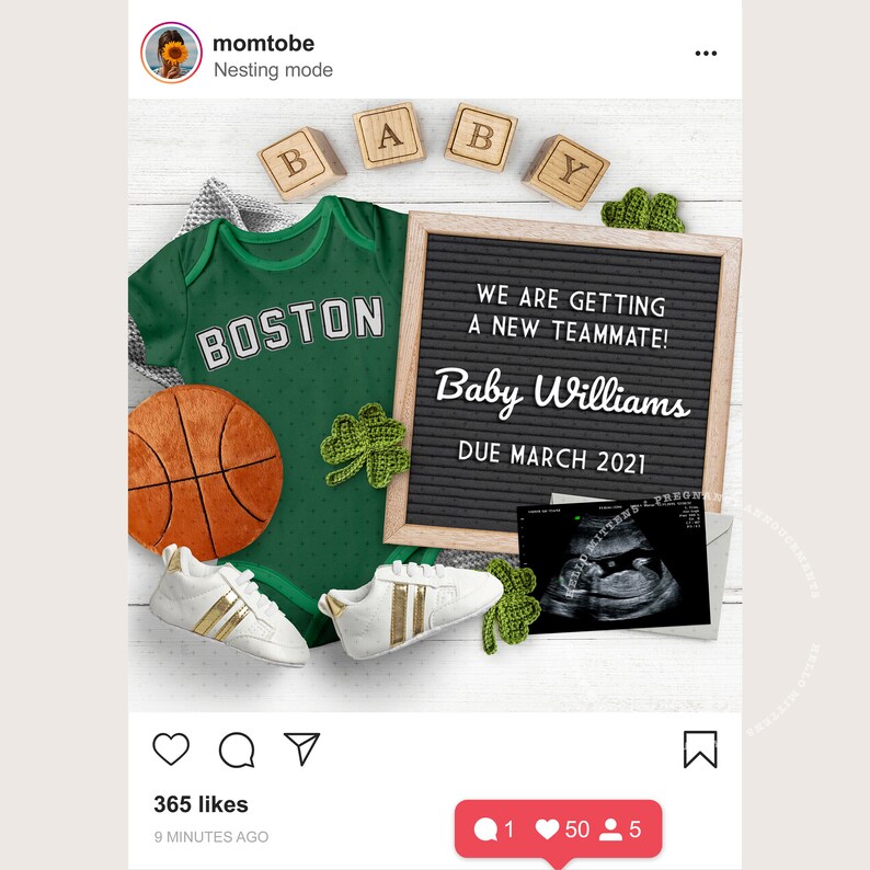 BASKETBALL Baby Pregnancy Announcement for Social Media Etsy