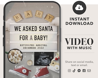 VIDEO Pregnancy Announcement, Christmas Baby Reveal, Due December, Download and announce your pregnancy today! Share on social, mail or text