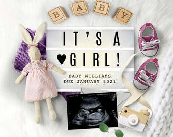 GIRL Gender Reveal, Pregnancy Announcement idea, Personalized Baby Announcement for Social Media, It's a Girl Photo Image for Instagram