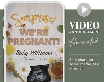 Video Pregnancy Announcement, Easter April Spring Baby, Digital Reveal Idea, Share on Instagram, Social media or send by text. Gender Reveal