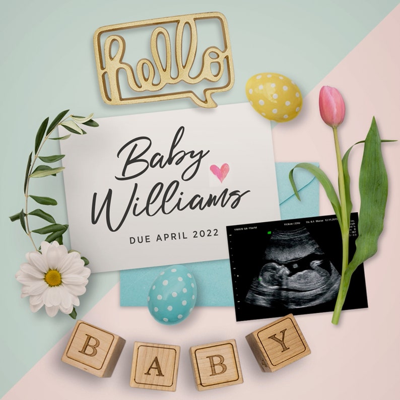 VIDEO Pregnancy Announcement, EASTER Digital Reveal Idea, April Spring Baby, Virtual Reveal, Share on Instagram, Social media or by text image 3