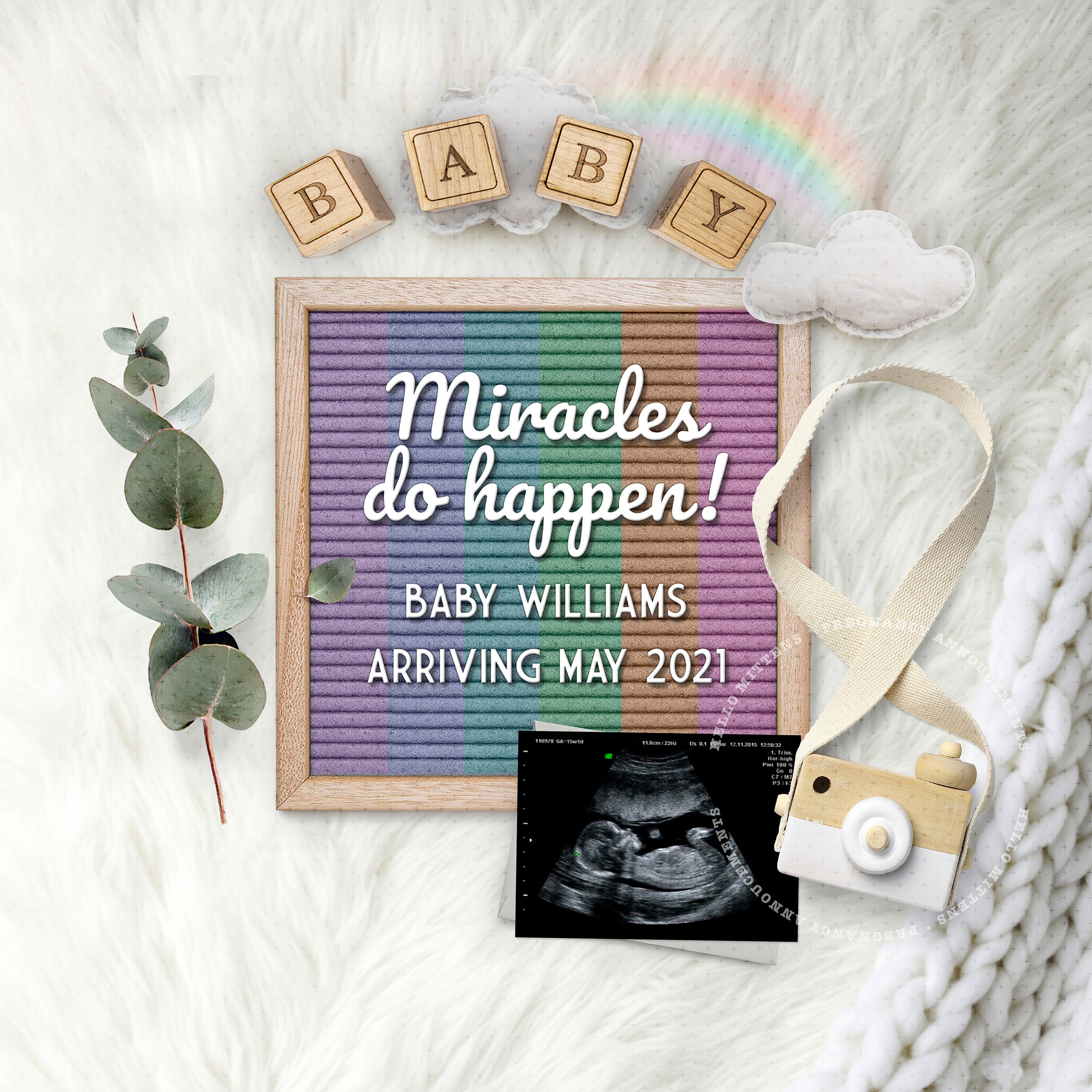 RAINBOW BABY Pregnancy Announcement Personalized Digital Etsy