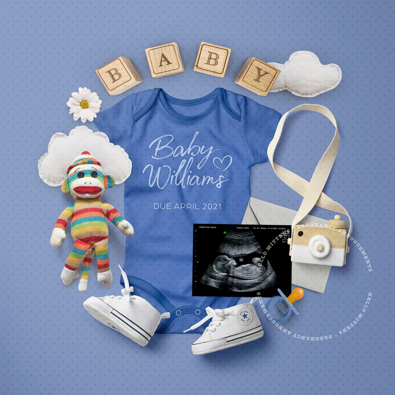 BOY Pregnancy Announcement / Gender Reveal Personalized Baby Etsy