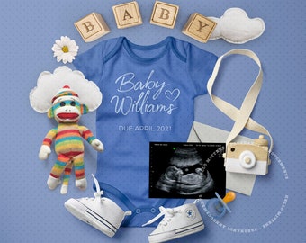 BOY Pregnancy Announcement / Gender Reveal, Personalized Baby Announcement for Social Media. It's a Boy