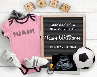 Miami Pregnancy Announcement Soccer theme for Instagram