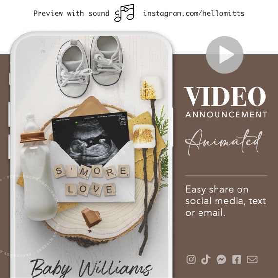 SMORE Video Fall Pregnancy Announcement Baby Personalized