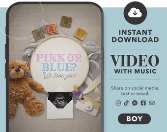 It's a boy video, Virtual gender reveal idea, share it on social media, text or email.