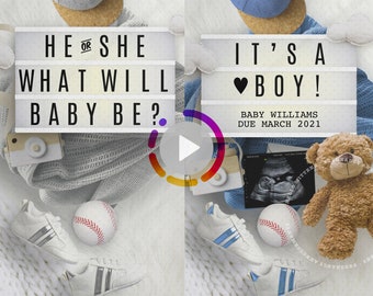 BASEBALL Video Gender Reveal, Its a Boy Pregnancy Announcement idea, Personalized Sports Baby Announcement for Social Media, It's a Boy