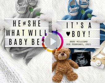 INSTAGRAM STORY Video, BOY Gender Reveal, Pregnancy Announcement idea, Personalized Baby Announcement for Social Media, It's a Boy