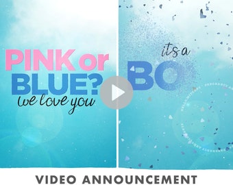 Virtual Gender Reveal, Animated Video, It's a BOY, Instant download, Digital announcement