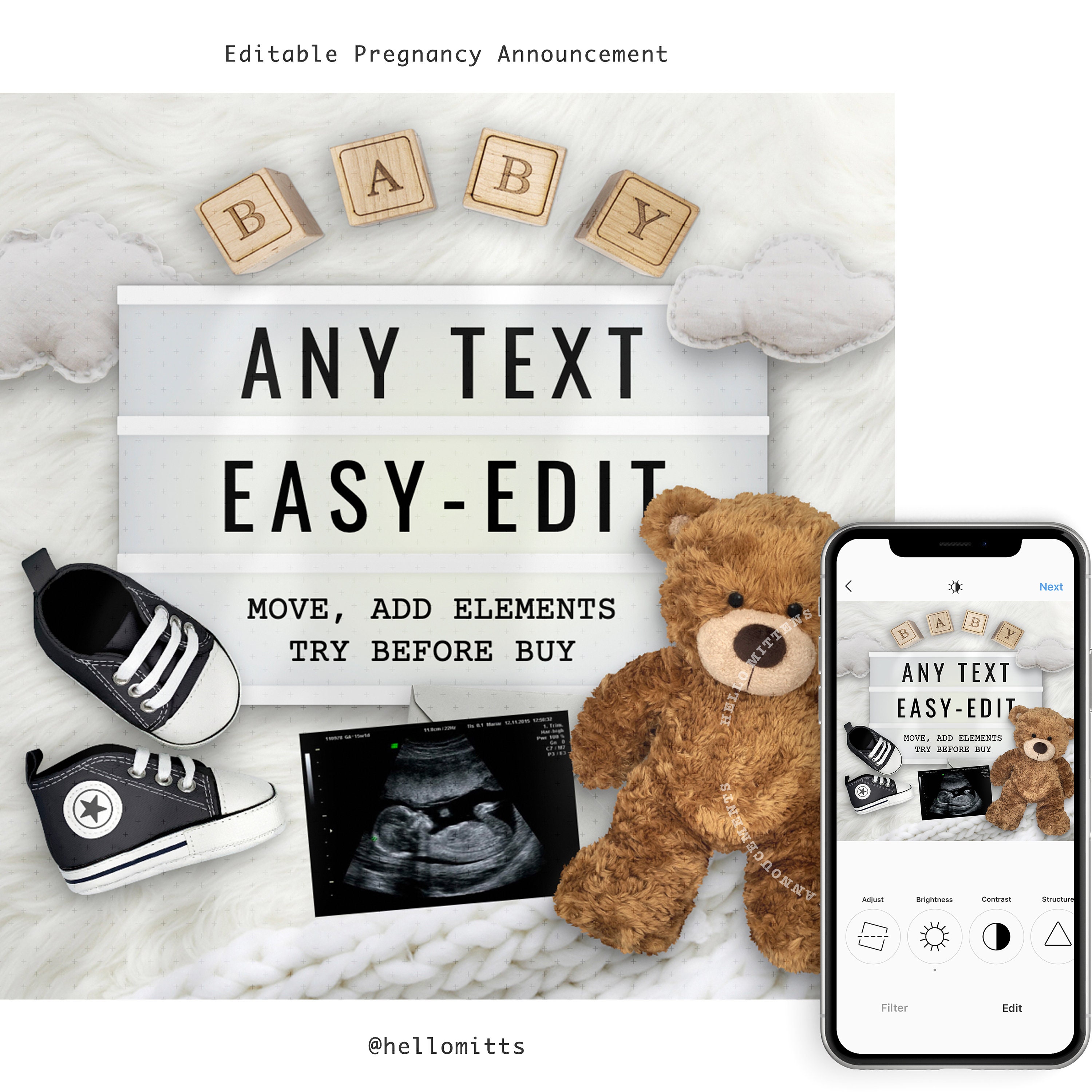Editable Pregnancy Announcement Digital Instant DIY Template Etsy Editable Pregnancy Announcement Digital Instant DIY Template Etsy
