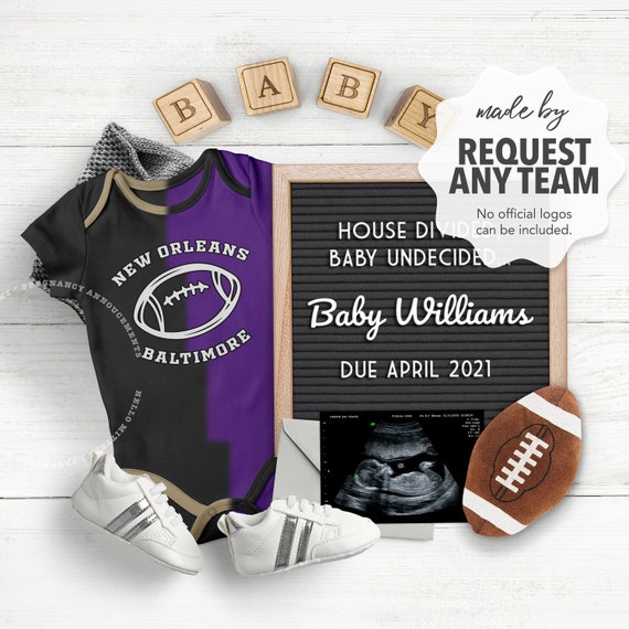 Pregnancy Announcement for Social Media Digital, FOOTBALL House Divided, Gender Reveal Idea, Instagram Photo. Any Team Colors. Il_570xn