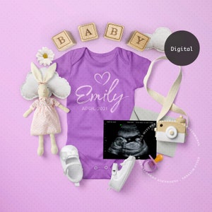 GIRL Pregnancy Announcement / Gender Reveal, Personalized Baby Announcement for Social Media
