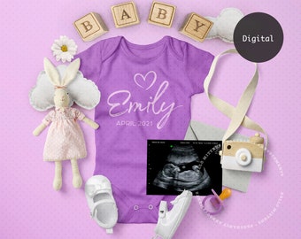 GIRL Pregnancy Announcement / Gender Reveal, Personalized Baby Announcement for Social Media