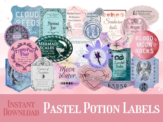 21 Pastel Potion Labels