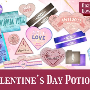 Étiquettes de potion de Saint-Valentin