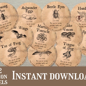 Potion Ingredient Labels: Halloween Party Decorations (Digital Download)