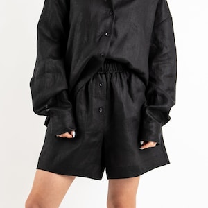 Black Linen Pants/Linen Culottes/Linen Shorts/Linen Shorts/Linen Palazzo Pants/Loose Pants/Linen Harem Pants/Palazzo Pants/Linen Pants/AE387