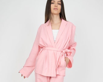 Linen Kimono Jacket/Handmade Linen Top/Flax Blouse/Linen Coat/Linen Tunic Dress/Casual Linen Blouse/Romantic Blouse/Kimono Jacket/AE288