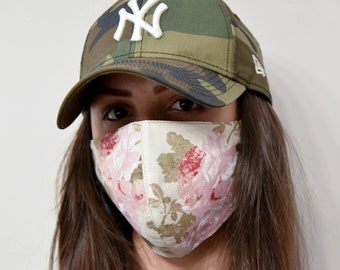 Floral Cotton Face Mask with Filter Pocket, Reusable Washable Mask S0048