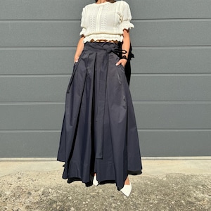 Taffeta Maxi Skirt/All Season Skirt/Long Pleated Skirt/Customizable Skirt/Black Maxi Skirt/Long Taffeta Skirt/Elegant Skirt/AE416