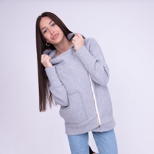 Asymmetrical Hoodie/Trendy Hoodie/Aesthetic Hoodie/Oversized Hoodie/Oversized Sweatshirt/Warm Sweater/Cute Sweatshirt/Handmade Clothes/AE247 image 1