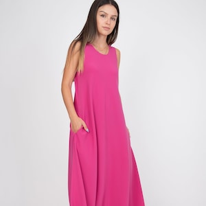 Evening Dress/Fuchsia Dress/Blouson Dress/Bridesmaid Dress/Boho Wedding Dress/Prom Dress/Halter Long Dress/Vintage Dress/Maxi Dress/AE335