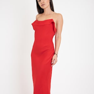 Flowing Red Maxi Dress/Invisible Cord Straps/Red Gown/Gala Dress/Couture Dress/Cocktail Dress/Handmade Dress/Red Long Dress/AE414