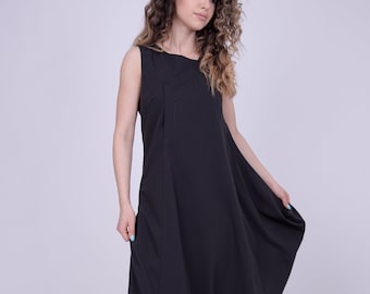 Asymmetric Dress/Halter Dress/Black Loose Dress/Cute Maxi Dress/Tank Dress/Draped Dress/Formal Dress/Wedding Dress Alternative/AE262