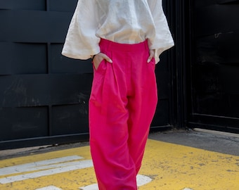 Palazzo Pants/Loose Pants/Linen Trousers/Linen Palazzo Pants/Flowy Pants/Linen Culottes/Linen Harem Pants/Wide Leg Culottes/Maxi Pants/AE173