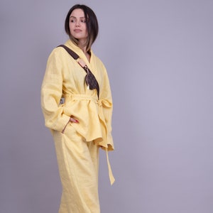 Women&#39;s Suit/Kimono Suit/Linen suit/Flax Clothing/Linen Blouse with Pants/Casual Linen Blouse/Flax Trousers/Loose Kimono and Pants/AE240