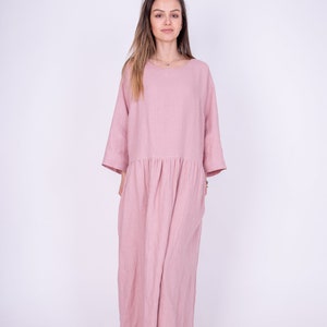 Linen Tunic Dress/Flax Dress/Linen Caftan/Linen Beach Dress/Kaftan Maxi Dress/Linen Robe/Caftan Dress/Beach Kaftan/Full Length Dress/AE195