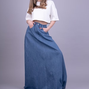 Maxi denim skirt etsy online