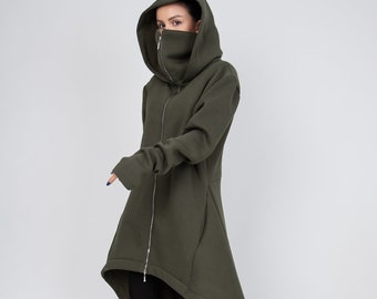 Cotton Maxi Jacket/Coat/Blanket Coat/Cute Oversized Sweatshirt/Loose Coat/Streetstyle Jacket/Oversized Coat/Asymmetrical Sweatshirt/AE342