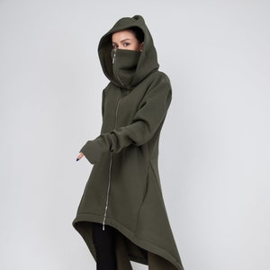 Cotton Maxi Jacket/Coat/Blanket Coat/Cute Oversized Sweatshirt/Loose Coat/Streetstyle Jacket/Oversized Coat/Asymmetrical Sweatshirt/AE342