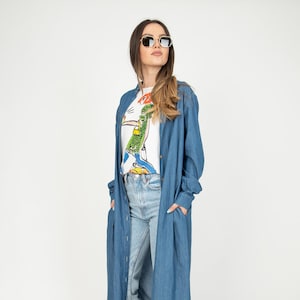 Women&#39;s Denim Jacket/Long Denim Jacket/Shirt Maxi Dress/Bohemian Dress/Summer Coat/Long Shirt Dress/Cotton Summer Dress/Denim Dress/AE281