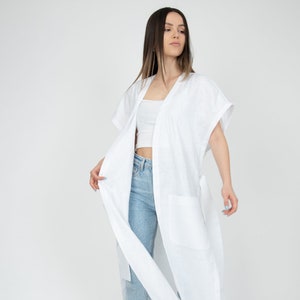 Linen Vest Women/Linen Long Vest/Handmade Linen Vest/Linen Vest With Pockets/Linen Vest/Linen Kimono Vest/Long Loose Vest/Boho Vest/AE285
