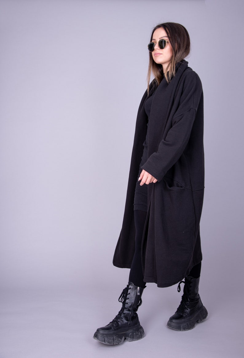 Loose Coat/Streetstyle Jacket/Oversized Coat/Asymmetrical Sweatshirt/Cotton Maxi Jacket/Coat/Blanket Coat/Cute Oversized Sweatshirt/AE205 image 7