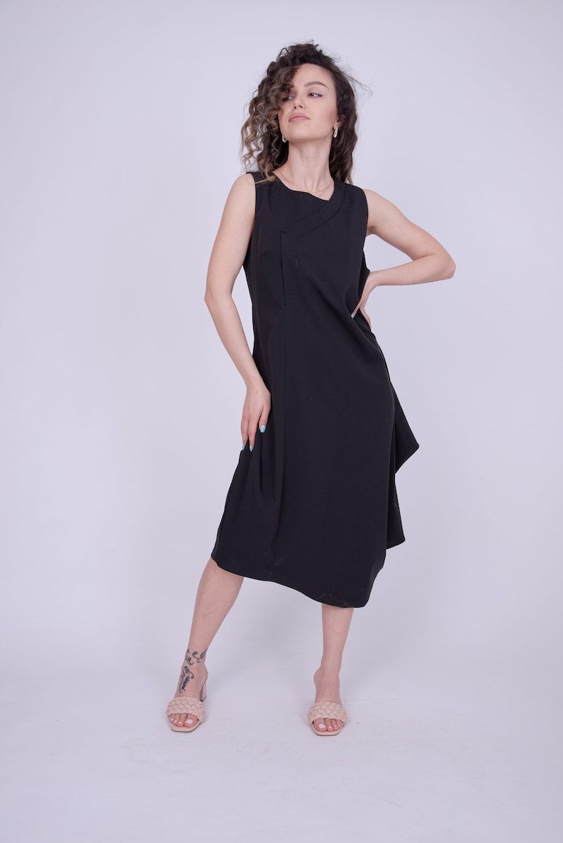 Asymmetric Dress/Halter Dress/Black Loose Dress/Cute Maxi Dress/Tank Dress/Draped Dress/Formal Dress/Wedding Dress Alternative/AE262 image 2