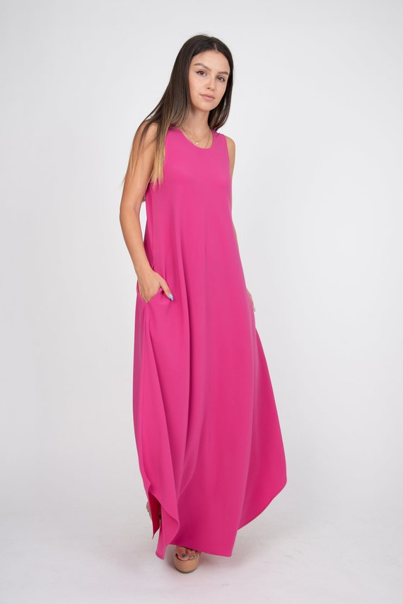 Evening Dress/fuchsia Dress/blouson Dress/bridesmaid Dress/boho Wedding  Dress/prom Dress/halter Long Dress/vintage Dress/maxi Dress/ae335 - Etsy