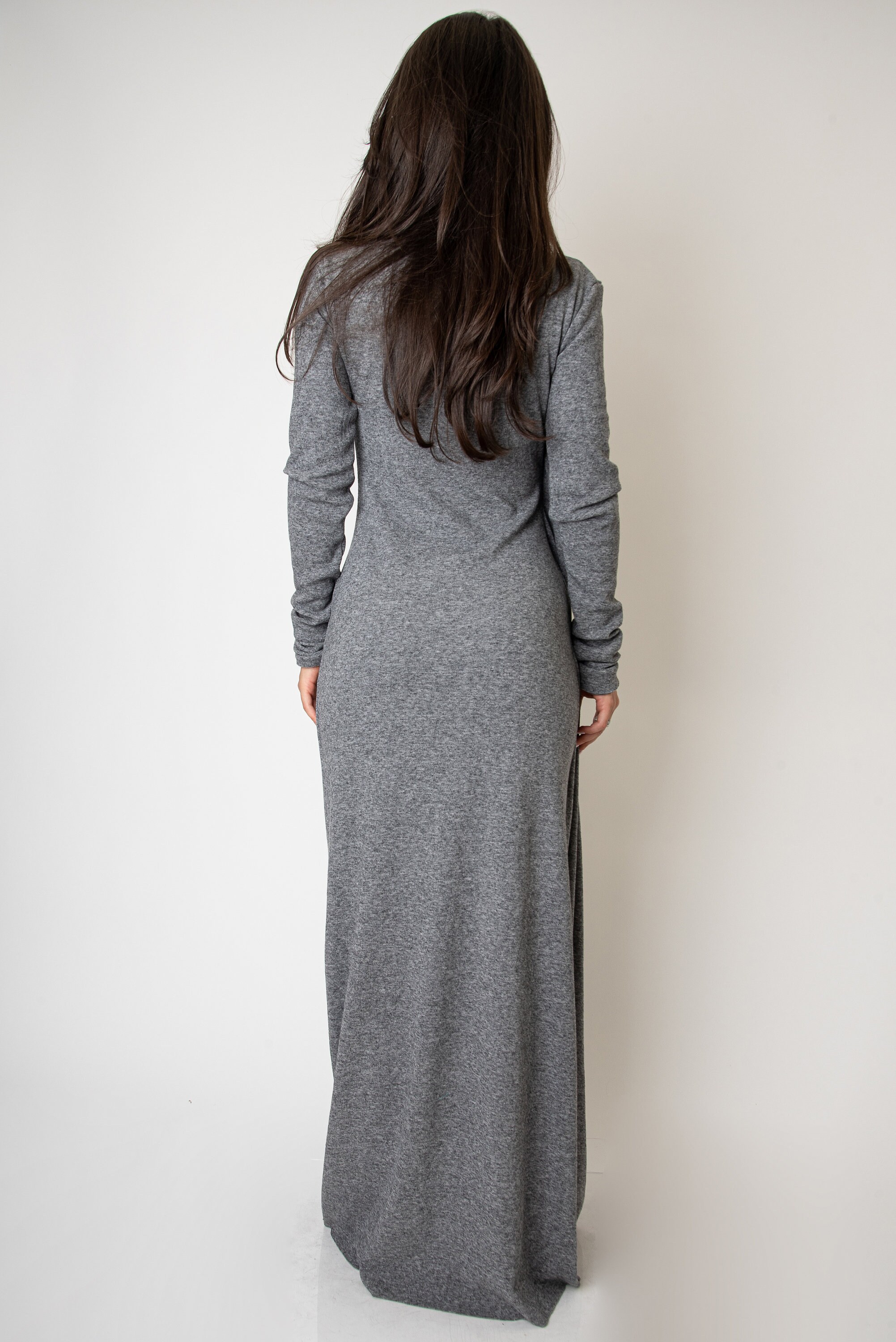 Knit Maxi Dress: Asymmetrical Wool Blend Gown With Slit/ae409 - Etsy Knit Maxi Dress: Asymmetrical Wool Blend Gown With Slit/ae409 - Etsy