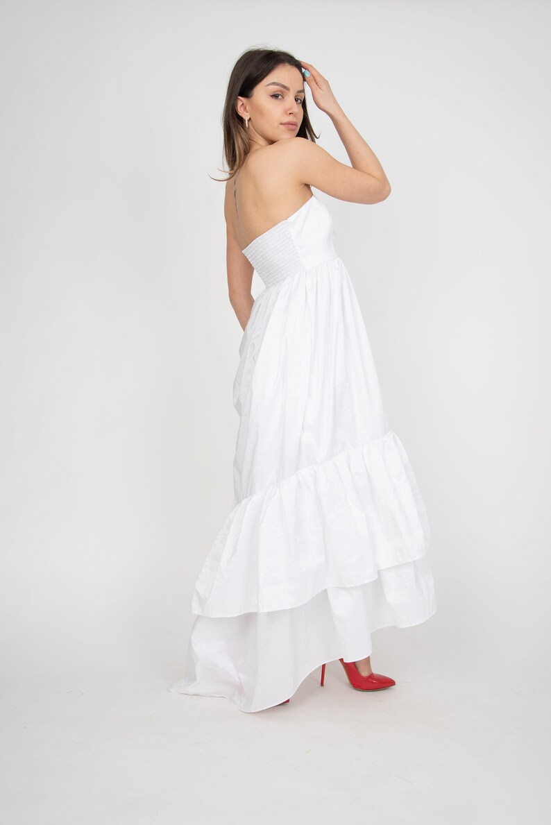 Taffeta Wedding Dress/Ruffle Wedding Dress/Unique Wedding Dress/Fairy Wedding Dress/Cute Wedding Dress/Asymmetric Dress/Bridesmaid/AE270 image 5