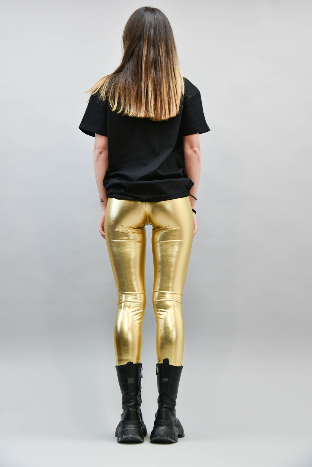 Gold Stretch Pants/metallic Gold Leggings/disco - Etsy