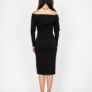 Black Evening Dress/Pencil Long Dress/Gatsby Dress/Black Elegant Dress/Off-the-shoulder Long Dress/Black Cocktail Dress/Warm Dress/AE369 image 5