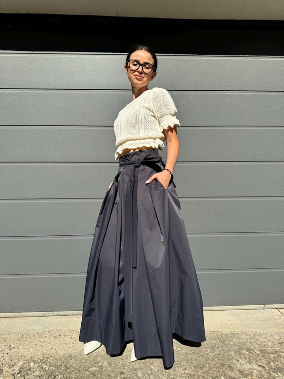 Handmade Taffeta Maxi Skirt: Elegant Pleated Long Skirt - Etsy