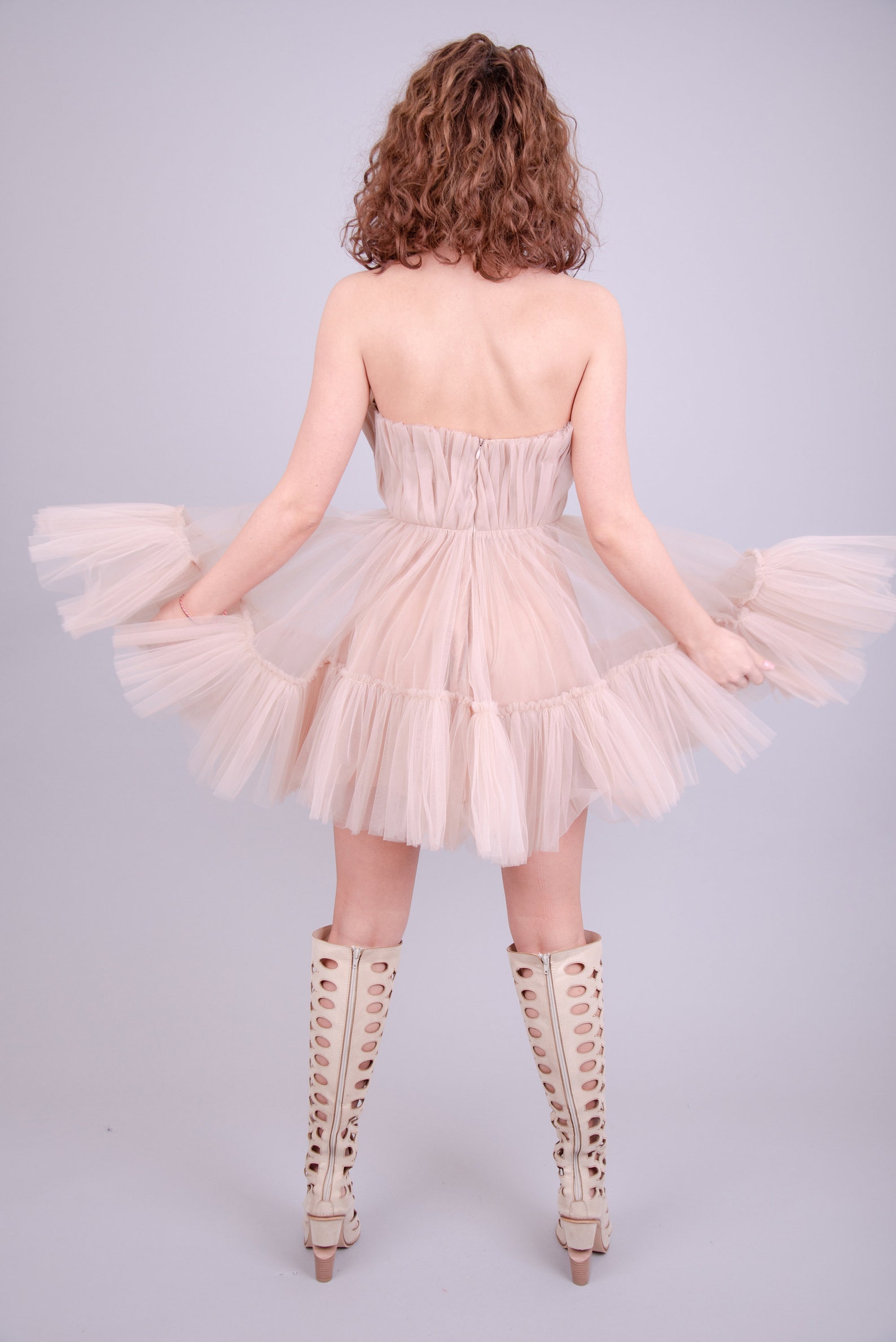 Tutu Mini Dress/tulle Mini Dress/handmade Tutu Dress/nude - Etsy